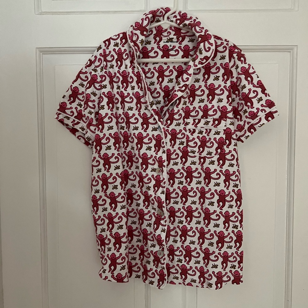 size small roller rabbit pink monkey pjs.
